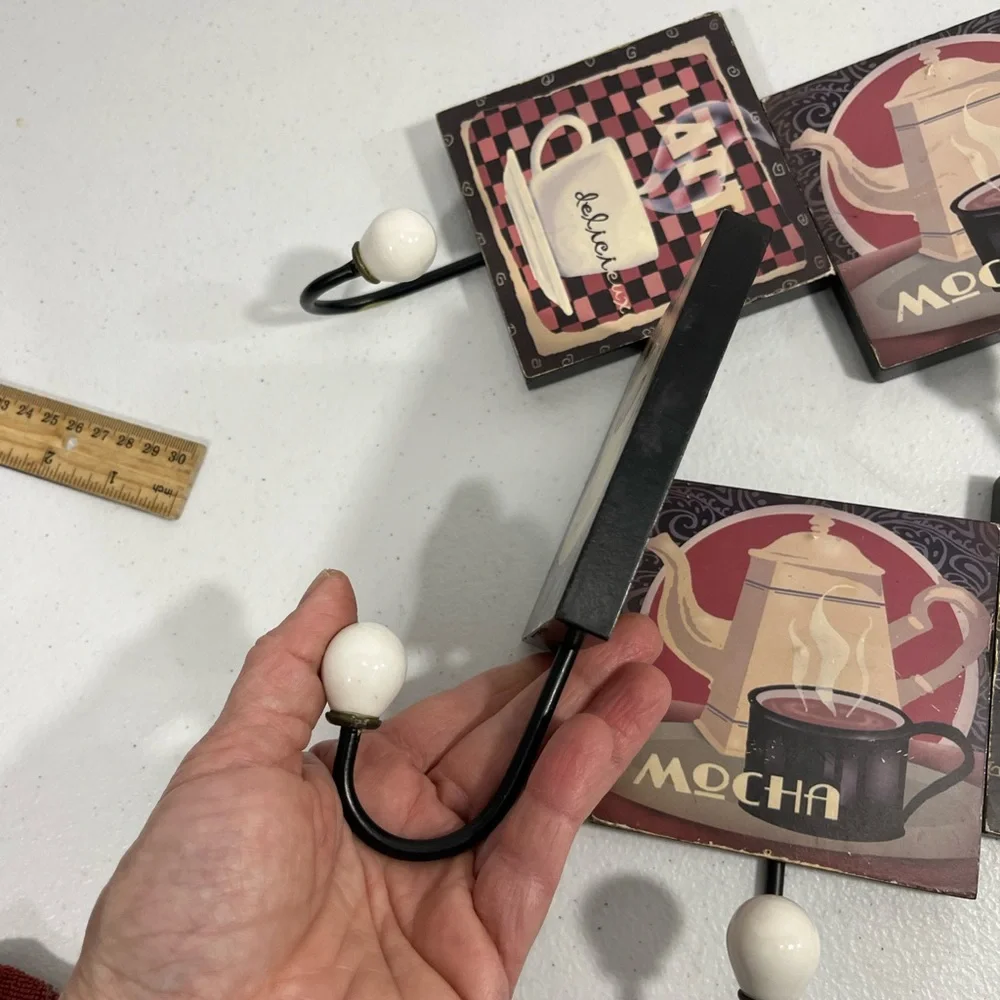 VINTAGE COFFEE THEMED WALL HOOKS